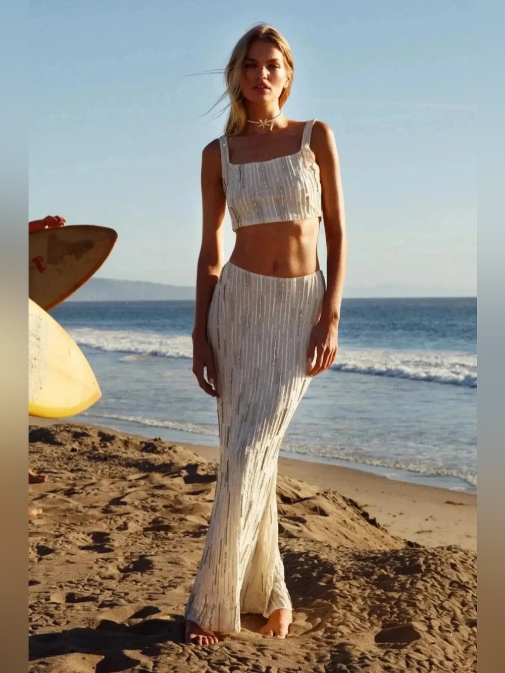Oceanus Aphrodite’s Beaded Co-Ord Skirt Daphne Small White